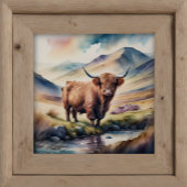 Waterverf Schilderen van Highland Koe 1:1 Poster