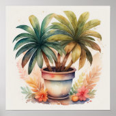 Waterverf Schilderen van Huis Plant in Pot IV Poster (Voorkant)