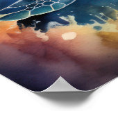Waterverf Schilderen van Kleurrijk Zee Schildpad I Poster (Hoek)