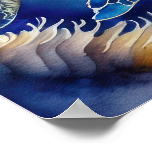 Waterverf Schilderen van Kleurrijk Zee Schildpad I Poster (Hoek)