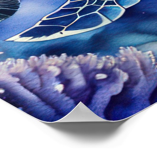 Waterverf Schilderen van Kleurrijk Zee Schildpad V Poster (Hoek)