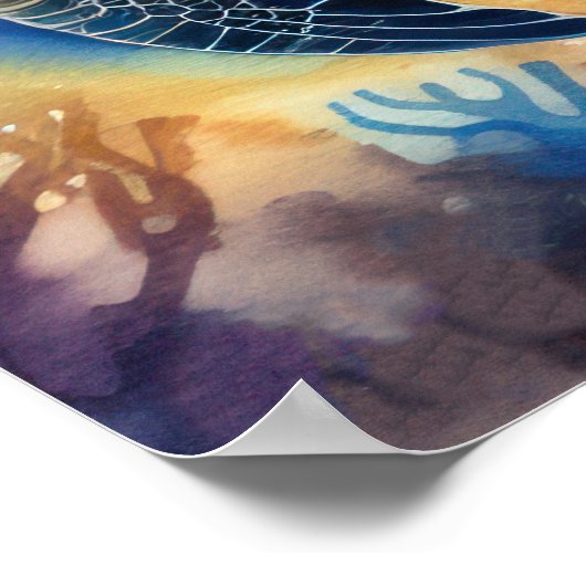 Waterverf Schilderen van Kleurrijk Zee Schildpad V Poster (Hoek)