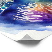 Waterverf Schilderen van Kleurrijk Zee Schildpad X Poster (Hoek)