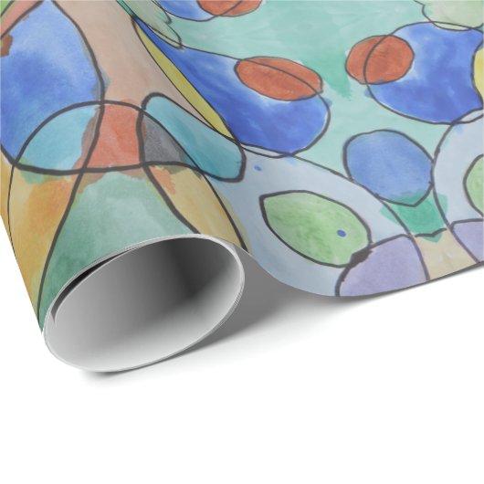 Waterverf schilderen van kleurrijke cirkels, Kinde Cadeaupapier (Rol Hoek)