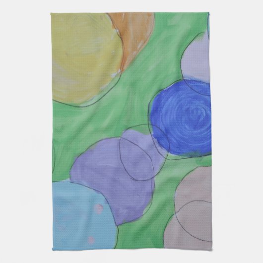 Waterverf schilderen van kleurrijke cirkels, Kinde Theedoek (Verticaal)