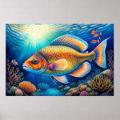 Waterverf Schilderen van Kleurrijke Reef Vis 3:2 Poster (Voorkant)