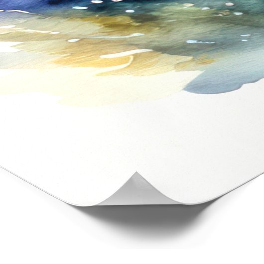 Waterverf Schilderen van Kleurrijke Zeeen Schildpa Poster (Hoek)