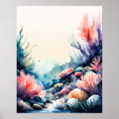 Waterverf Schilderen van Koraalrif Roze Poster (Voorkant)