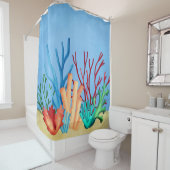 Waterverf schilderen van koralen van zee douchegordijn (In situ)