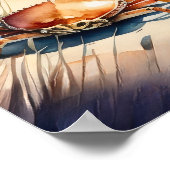 Waterverf Schilderen van krabben op het strand Poster (Hoek)