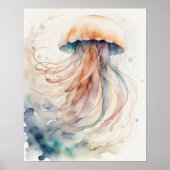 Waterverf Schilderen van Kwallen Poster (Voorkant)