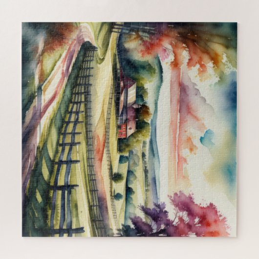 Waterverf Schilderen van Landelijk Landschap Legpuzzel (Horizontaal)