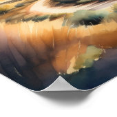 Waterverf Schilderen van Landelijk Landschap Poster (Hoek)