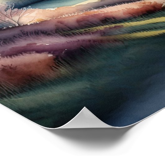 Waterverf Schilderen van Landelijk Landschap Poster (Hoek)