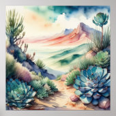 Waterverf Schilderen van Landelijk Landschapswoest Poster (Voorkant)