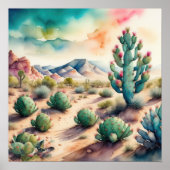 Waterverf Schilderen van Landelijk Landschapswoest Poster (Voorkant)