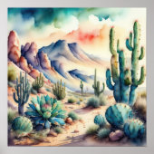 Waterverf Schilderen van Landelijk Landschapswoest Poster (Voorkant)