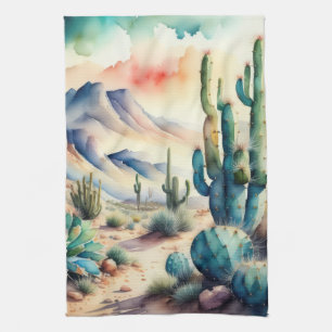 Waterverf Schilderen van Landelijk Landschapswoest Theedoek