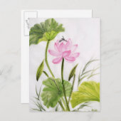 Waterverf schilderen van Lotus Flower 2 Briefkaart (Voorkant / Achterkant)