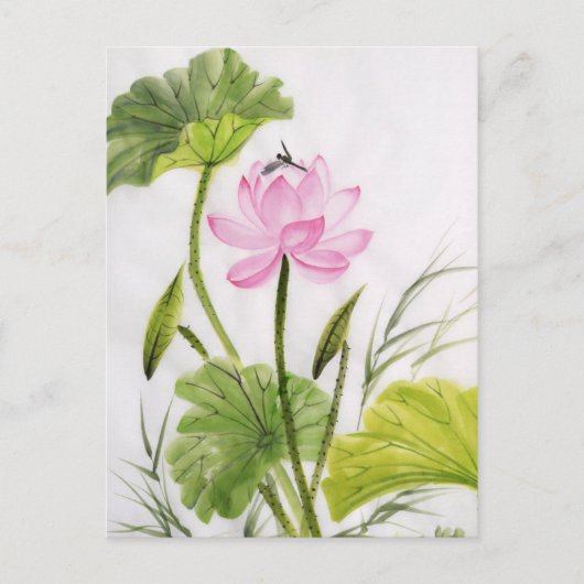 Waterverf schilderen van Lotus Flower 2 Briefkaart (Voorkant)