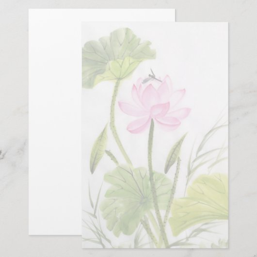 Waterverf schilderen van Lotus Flower 2 Briefpapier (Voorkant / Achterkant)