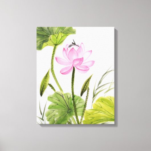 Waterverf schilderen van Lotus Flower 2 Canvas Afdruk (Voorkant)