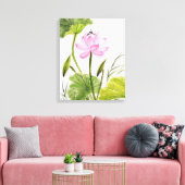 Waterverf schilderen van Lotus Flower 2 Canvas Afdruk (Insitu (Woonkamer))