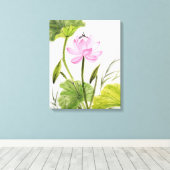 Waterverf schilderen van Lotus Flower 2 Canvas Afdruk (Insitu (Houten vloer))