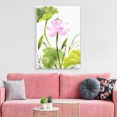 Waterverf schilderen van Lotus Flower 2 Canvas Afdruk (Insitu (Woonkamer))