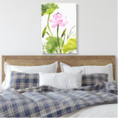 Waterverf schilderen van Lotus Flower 2 Canvas Afdruk (Insitu (Slaapkamer))