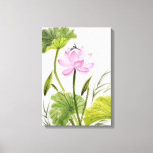 Waterverf schilderen van Lotus Flower 2 Canvas Afdruk