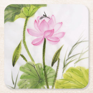 Waterverf schilderen van Lotus Flower 2 Kartonnen Onderzetters