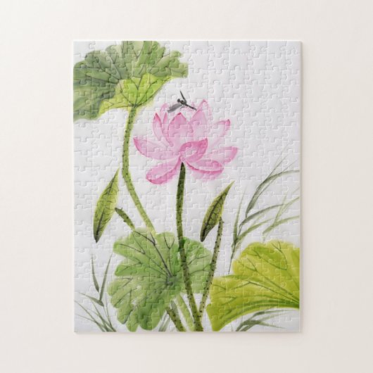 Waterverf schilderen van Lotus Flower 2 Legpuzzel (Verticaal)