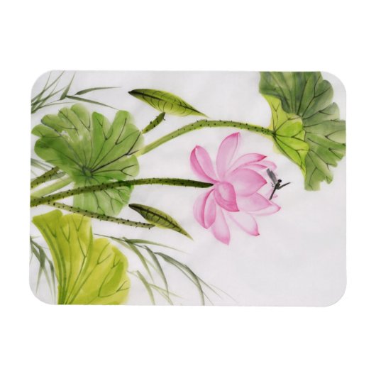 Waterverf schilderen van Lotus Flower 2 Magneet (Horizontaal)