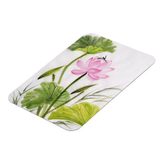 Waterverf schilderen van Lotus Flower 2 Magneet (Linkerzijde)