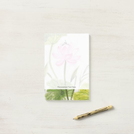 Waterverf schilderen van Lotus Flower 2 Post-it® Notes (Op bureau)