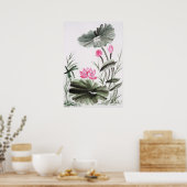Waterverf schilderen van Lotus Flower 2 Poster (Keuken)