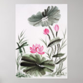 Waterverf schilderen van Lotus Flower 2 Poster (Voorkant)