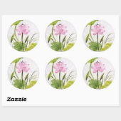 Waterverf schilderen van Lotus Flower 2 Ronde Sticker (Vel)