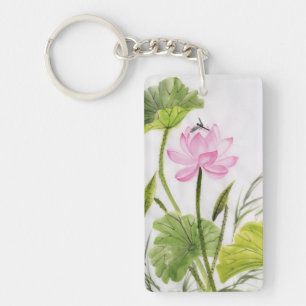 Waterverf schilderen van Lotus Flower 2 Sleutelhanger