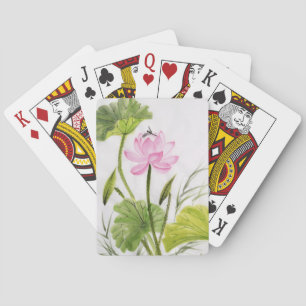 Waterverf schilderen van Lotus Flower 2 Speelkaarten