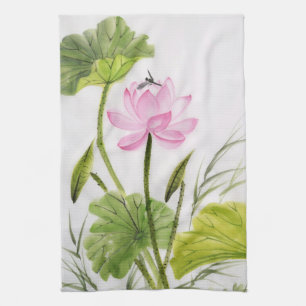 Waterverf schilderen van Lotus Flower 2 Theedoek