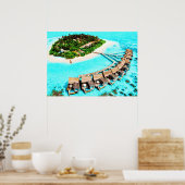 Waterverf Schilderen van Maldiven Honeymoon Resort Poster (Keuken)