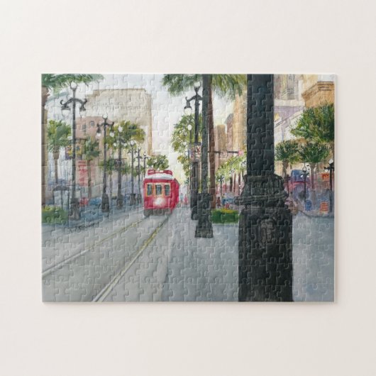Waterverf schilderen van New Orleans Streetcar Legpuzzel (Horizontaal)