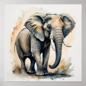 Waterverf Schilderen van Olifant 1:1 Poster (Voorkant)