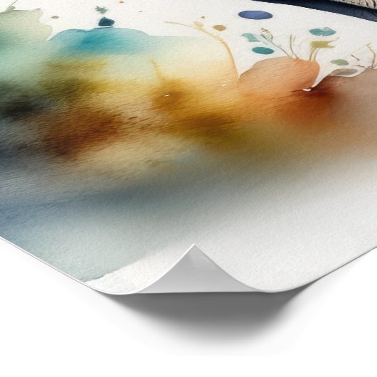 Waterverf Schilderen van Olifant 1:1 Poster (Hoek)