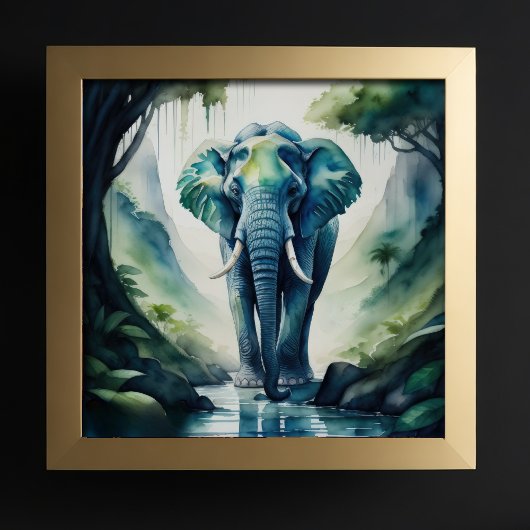 Waterverf Schilderen van Olifant 1:1 Poster