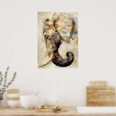  Waterverf Schilderen van olifantenkop Poster (Keuken)