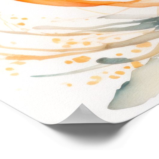 Waterverf Schilderen van Oranje vis II Poster (Hoek)