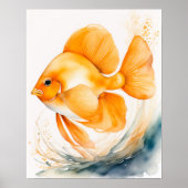 Waterverf Schilderen van Oranje vis II Poster (Voorkant)